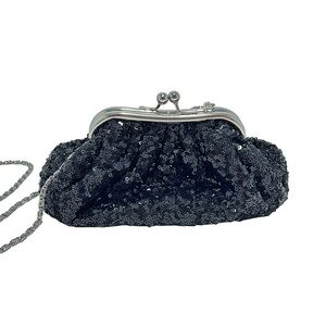 Bellezza Black Sequin Shiny Mini Small Crossbody Clutch Bag Purse
